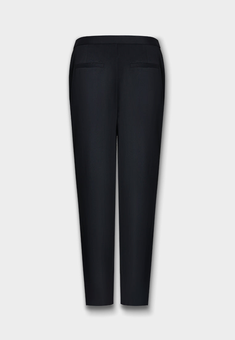 Noir Lustré Straight-Leg Pants