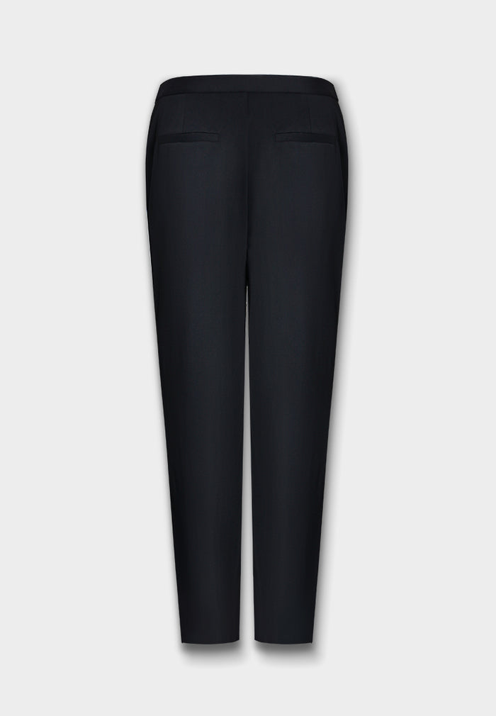 Noir Lustré Straight-Leg Pants