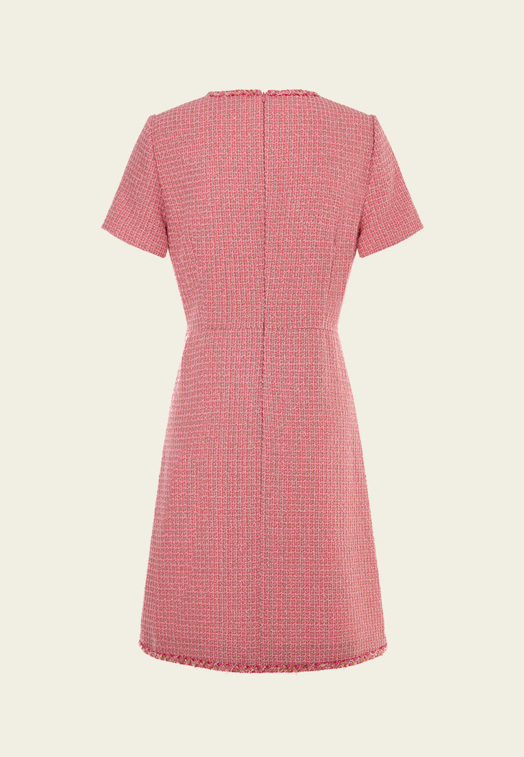 Crew-neck Frayed-trim Lurex-detail Tweed Midi Dress