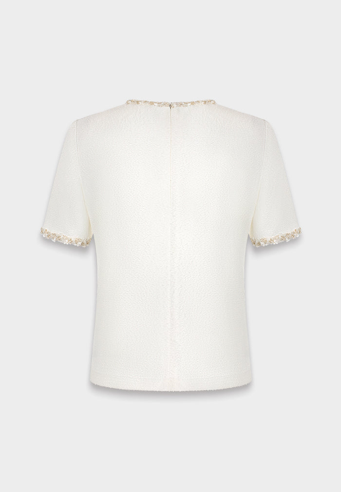 White Braided Gold Button Blouse