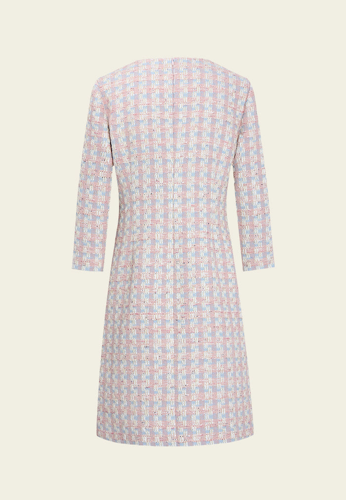 Éclat Fleurie Robe en Tweed Pastel