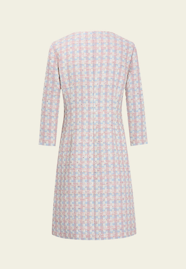 Éclat Fleurie Robe en Tweed Pastel