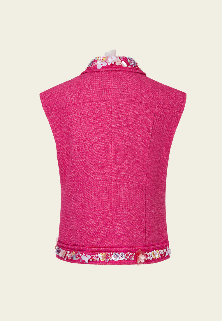Dolly Vibrant Pink Embellished Vest