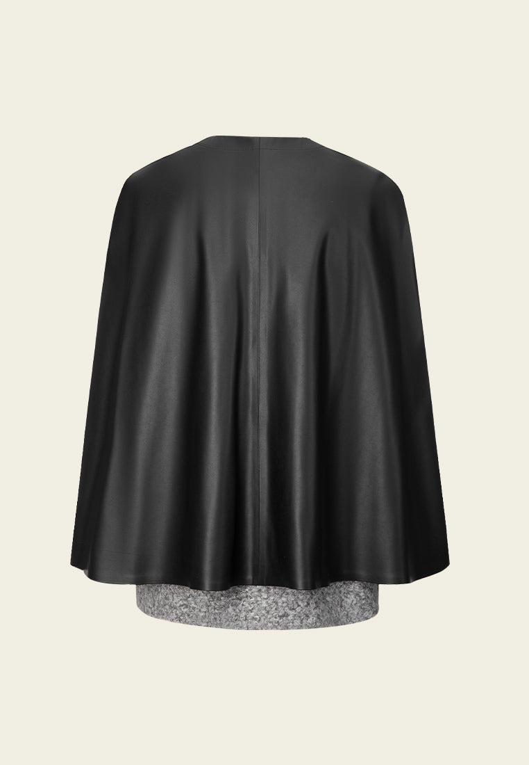 Detachable Contrast-trim Layered Cape