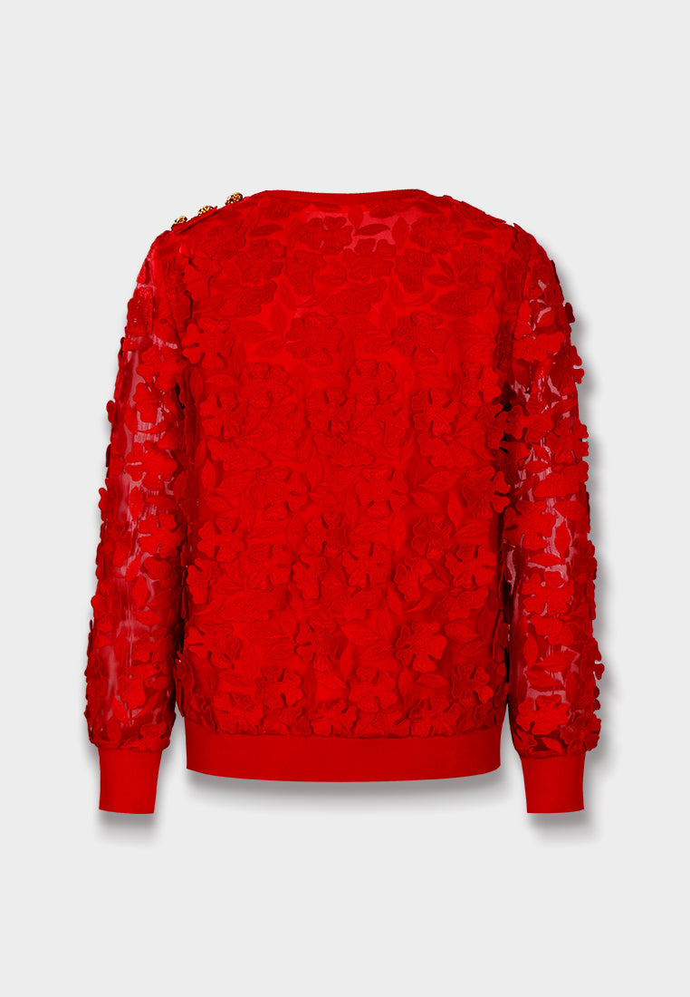 Scarlet Bloom Embellished Top