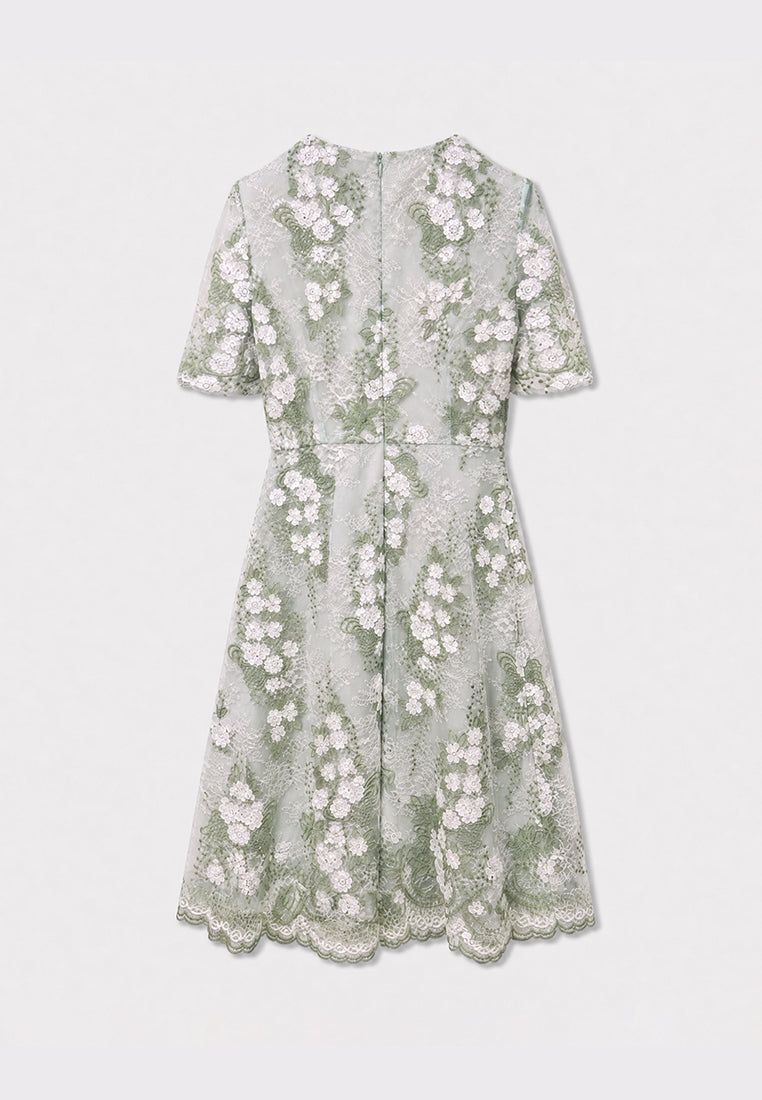 Vert Florale Sérénité Dress