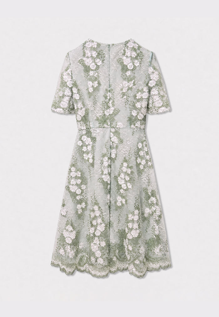 Vert Florale Sérénité Dress