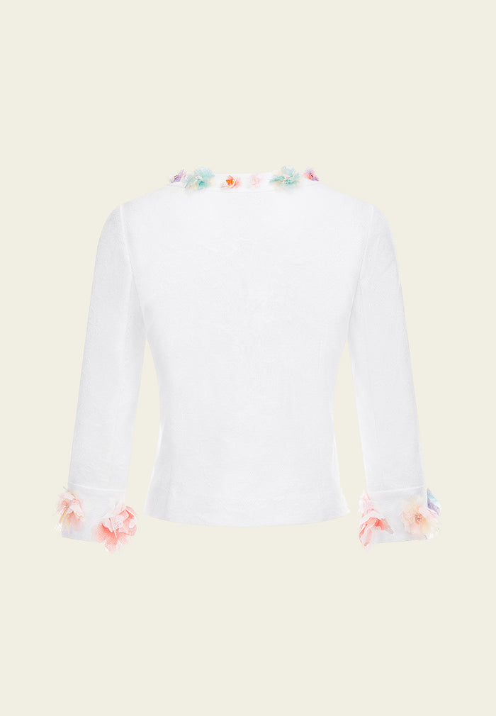 White Floral Sheer Jacket