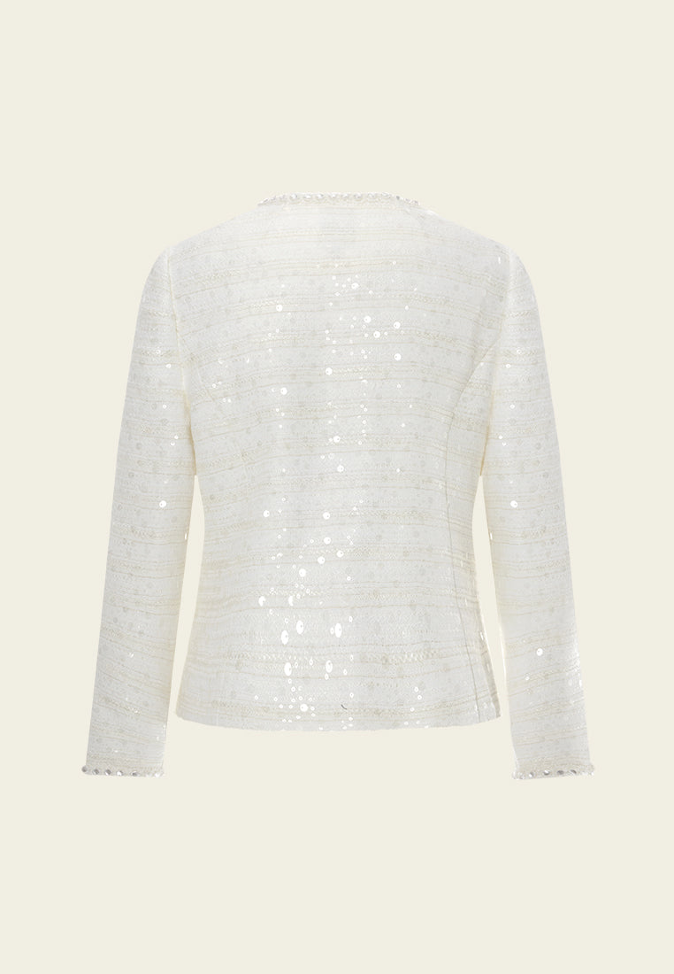 Striped Embellished knot Button Jacket