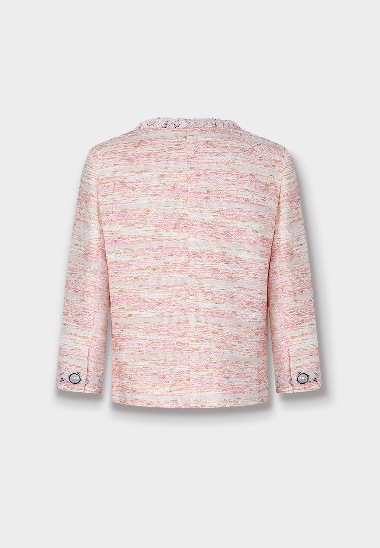 Baby Pink Weave Tweed Jacket