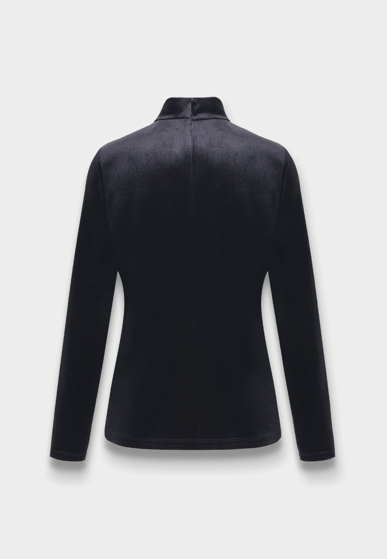 Noir Velours Mock Neck Top