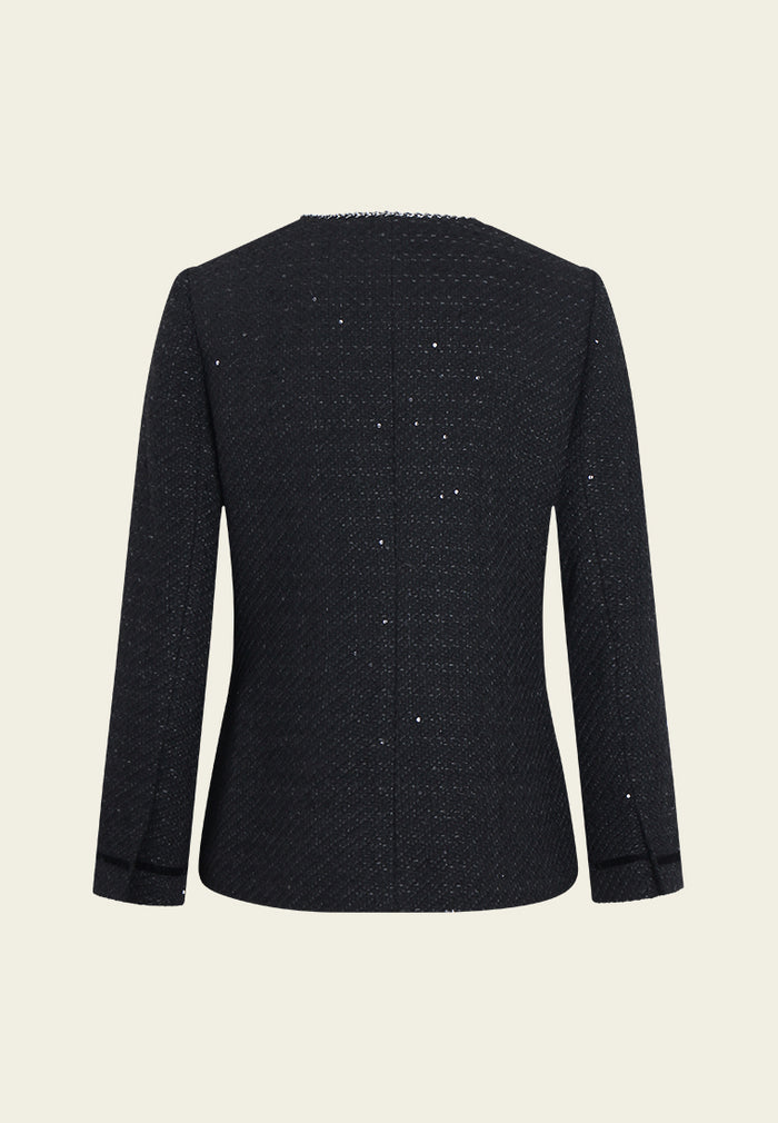 Gilded Edge Textured Zip Tweed Jacket