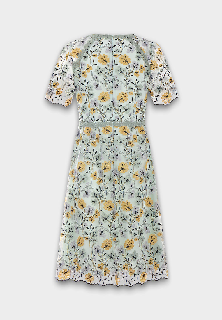 Celadon Garden Embroided Dress