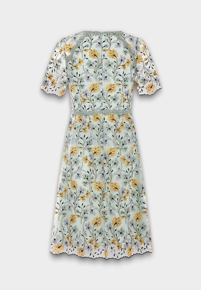 Celadon Garden Embroided Dress