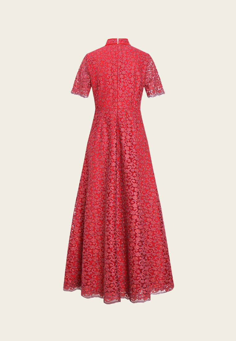 Rosette Vale High-Neck Dress