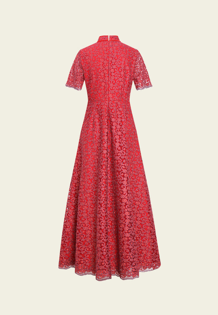 Rosette Vale High-Neck Dress