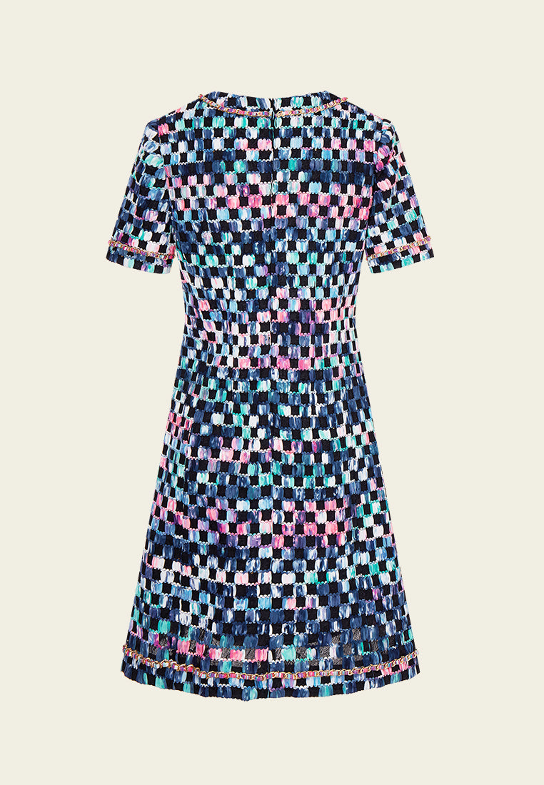 Gradient Checker Pattern Dress