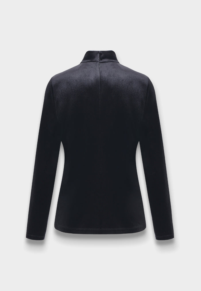 Noir Velours Mock Neck Top