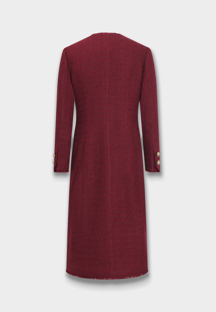 Bordeaux Bijou Tweed Coat