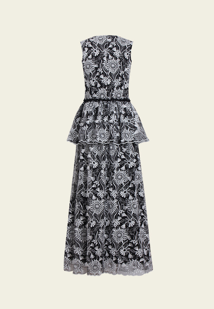 Midnight Bloom Peplum Dress