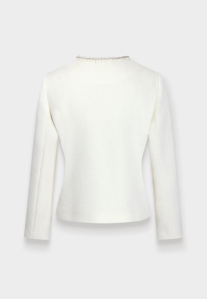 Éclat Fleurie Veste Brodée Blanche