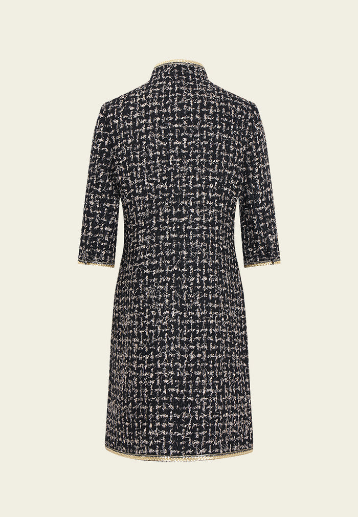 Éclat Embellished Sleeve Tweed Coat