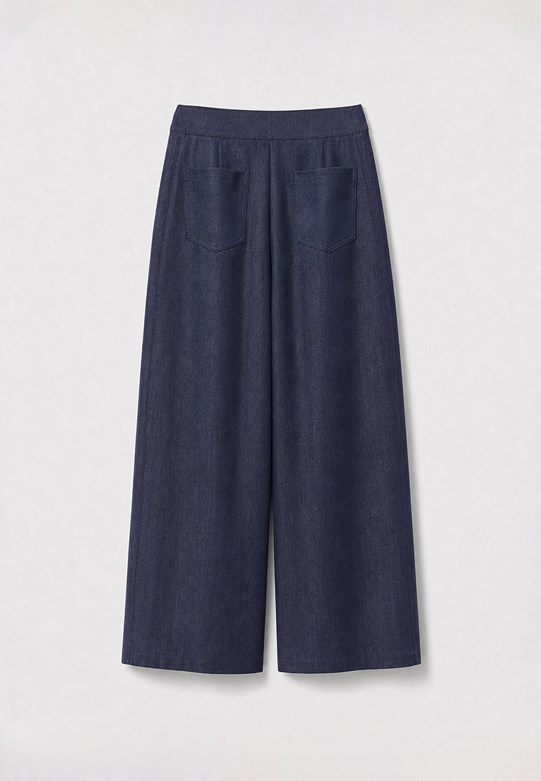 Bleu Denim Plissé Culottes