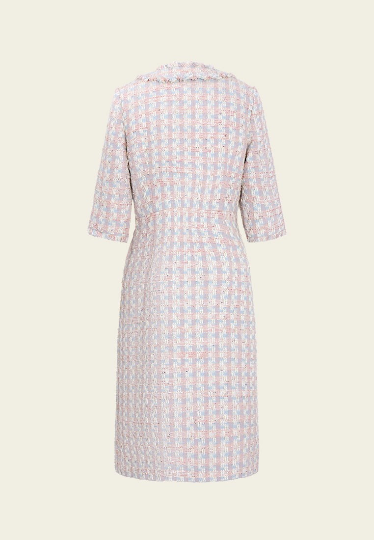 Éclat Pastel Tweed Zip Dress