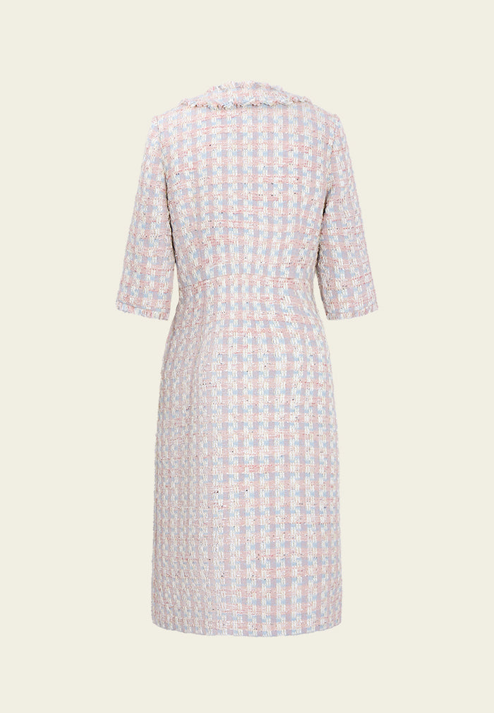 Éclat Pastel Tweed Zip Dress