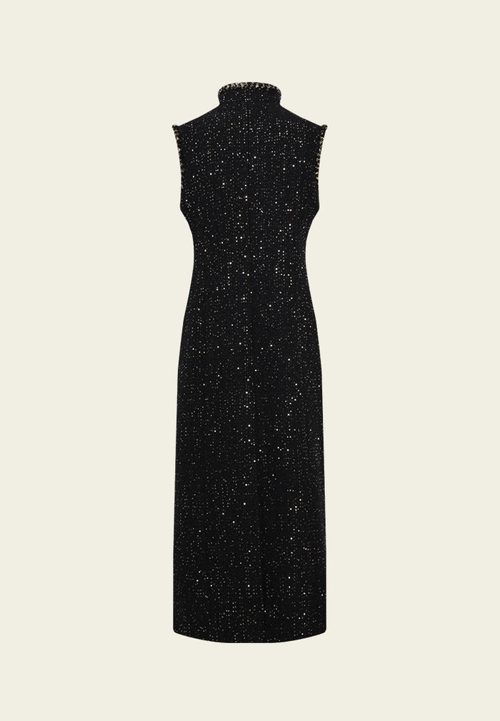 Frayed Lurex-trim Sleeveless Dress