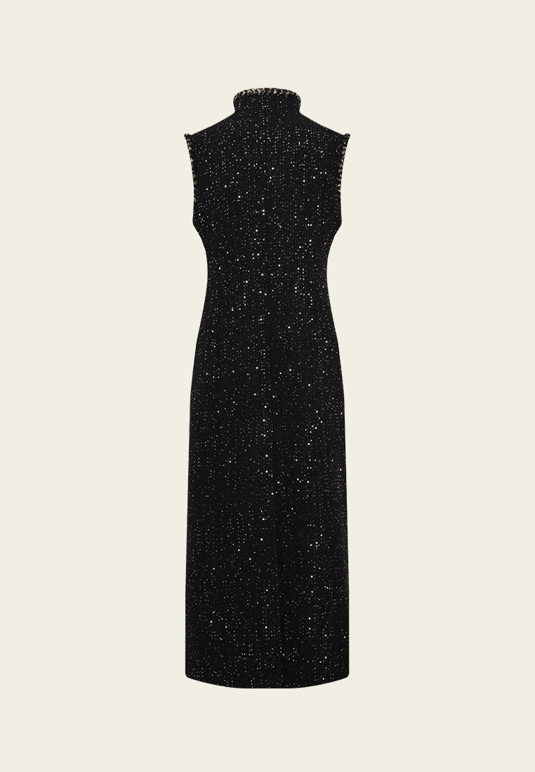 Frayed Lurex-trim Sleeveless Coat