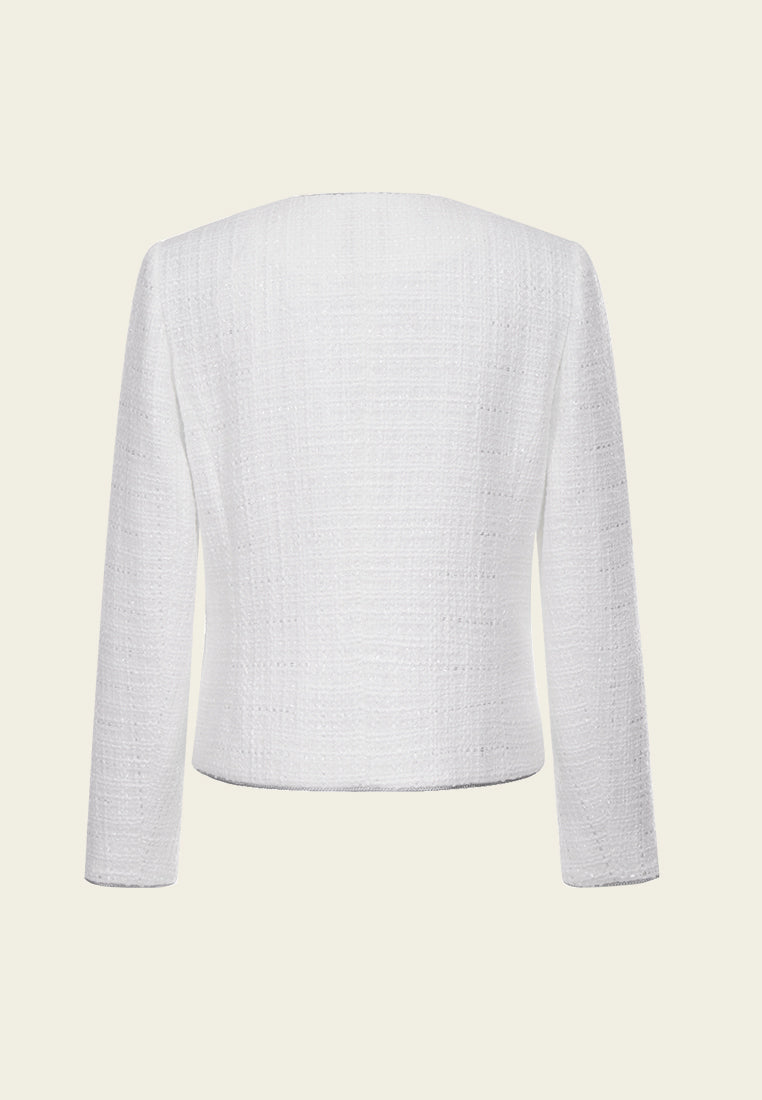 Sequin Detail Patch-pocket Tweed Jacket