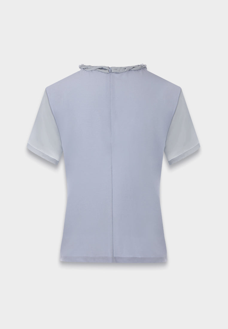 Silk Crepe Satin Embellished Blouse