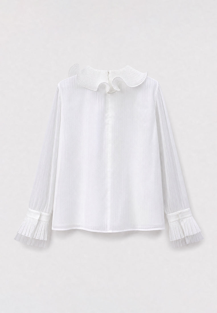 Blanc Plissé Élégance Blouse