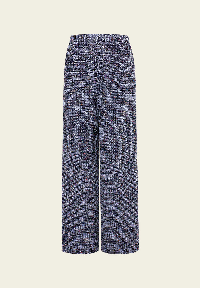 Midnight Blue Straight-leg Tweed Pants MOISELLE