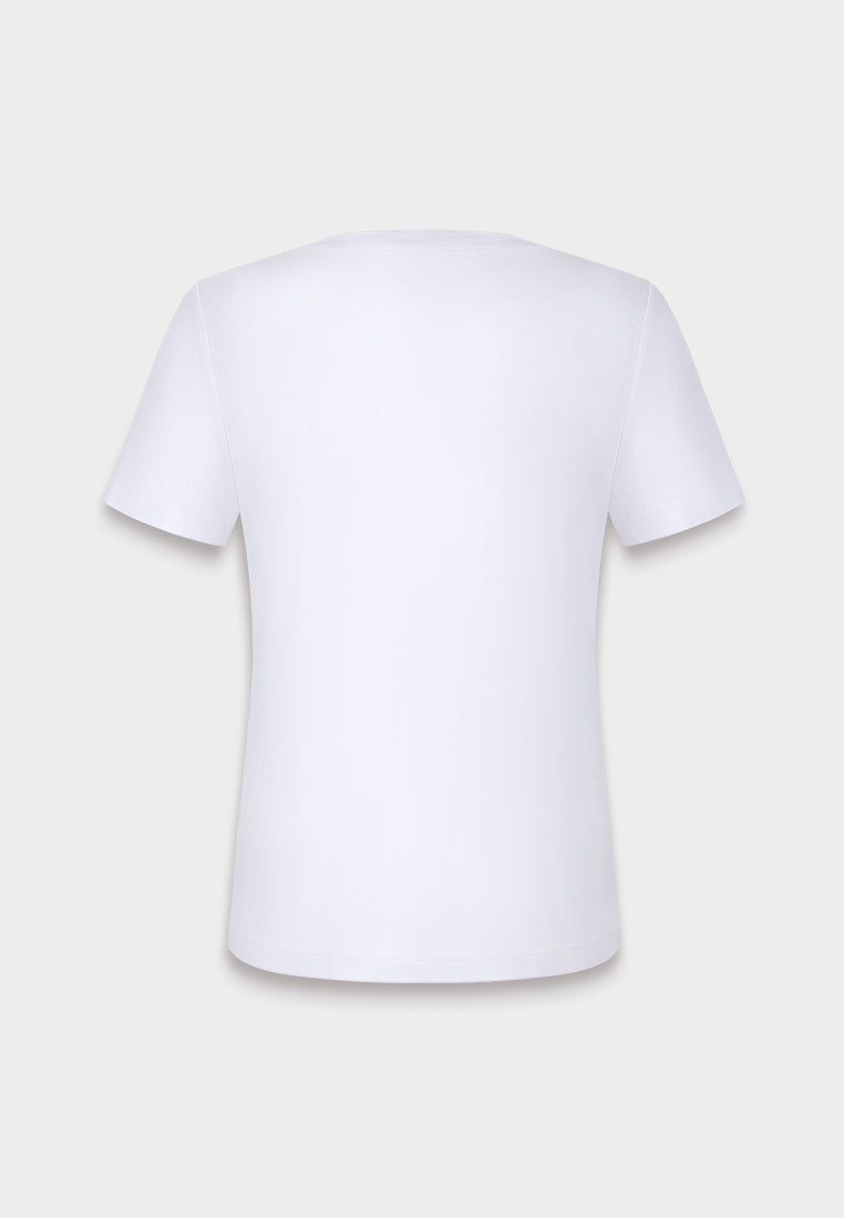 White Blossom Chain Embroidered Tee