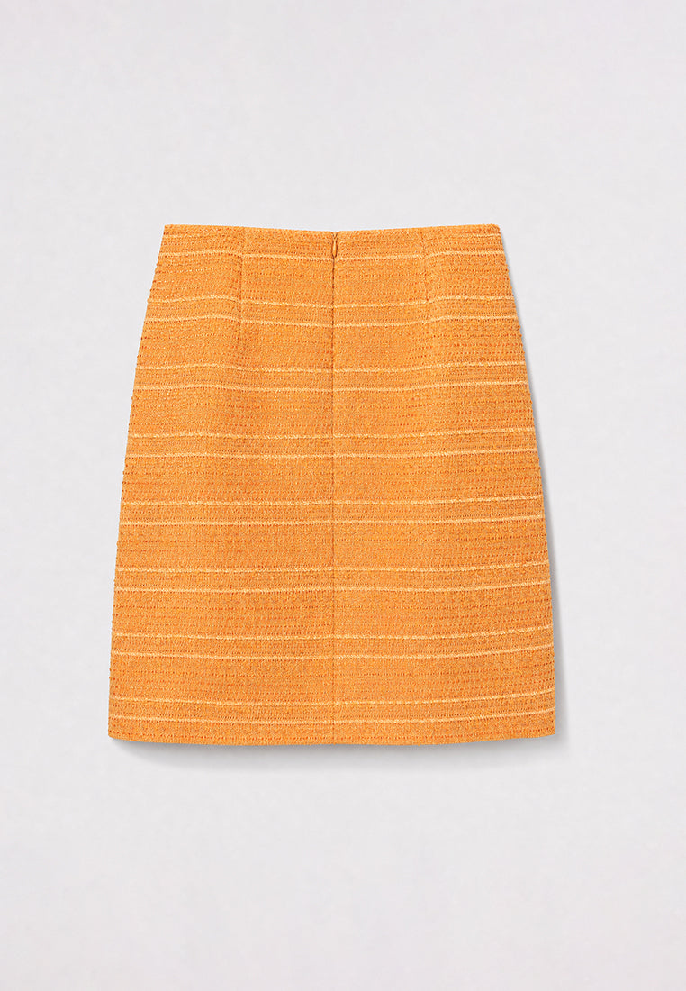 Orange Tweed Bijou Flap Skirt