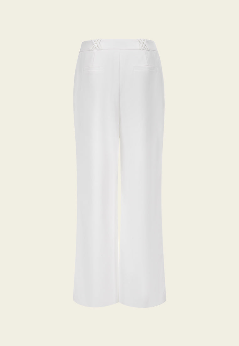White Pleated Wide-leg Pants