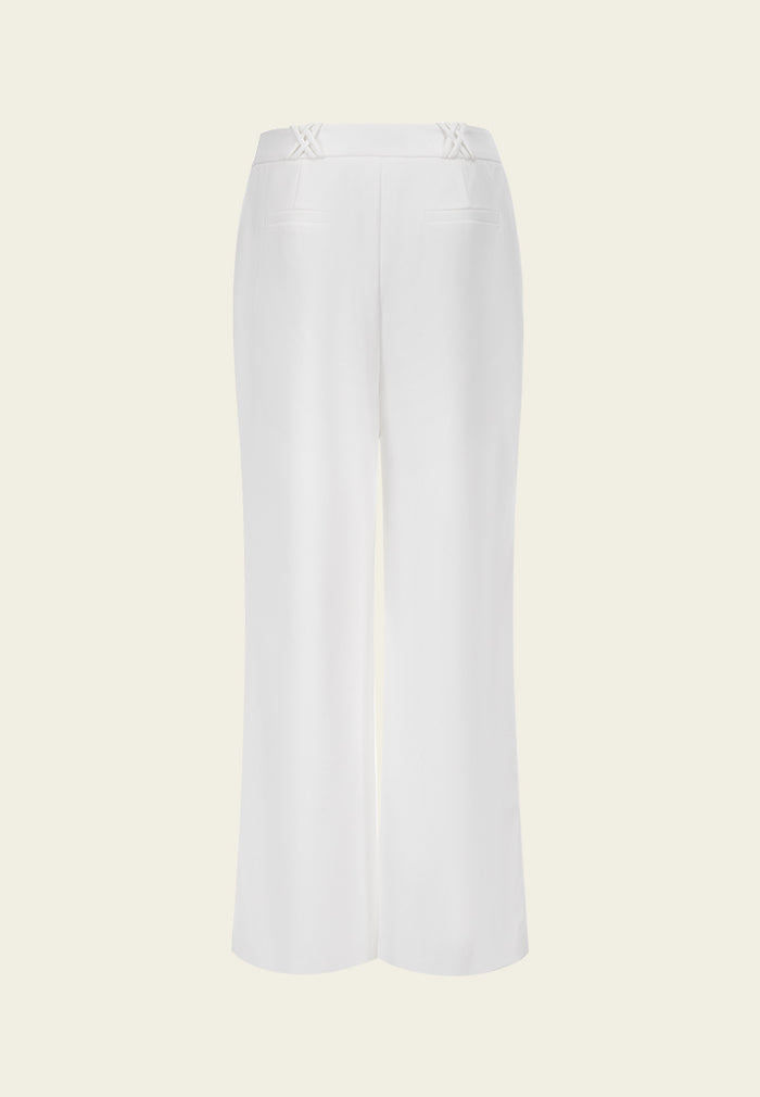White Pleated Wide-leg Pants