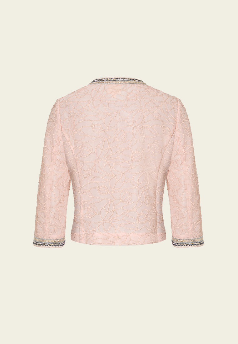Lurex Embellished-trim Plant-embroidery Mesh Jacket