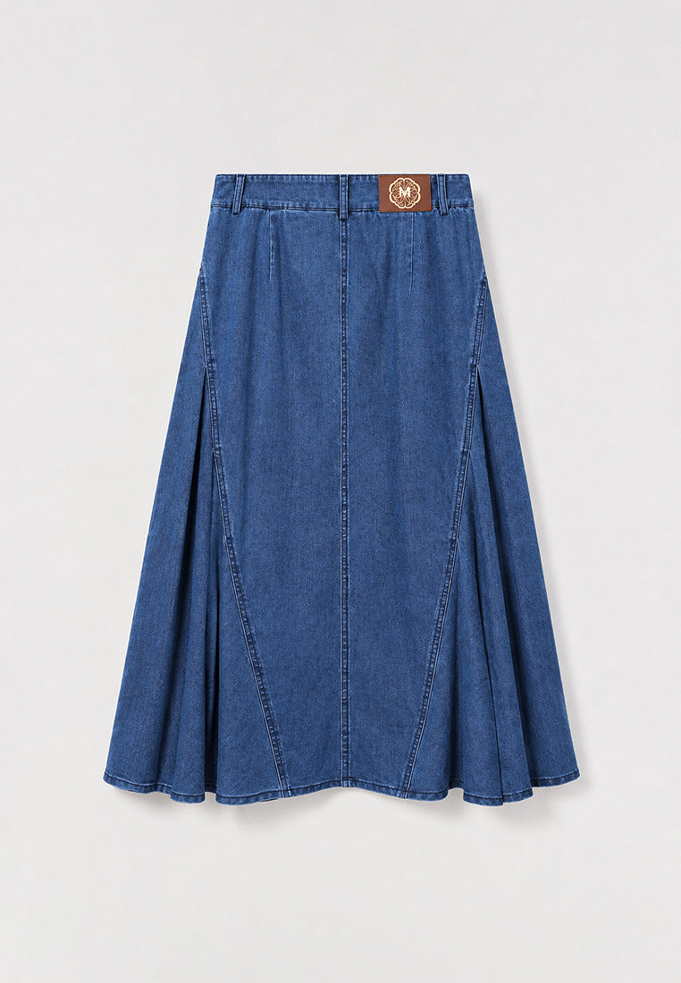 Bleu Denim Évasé Skirt