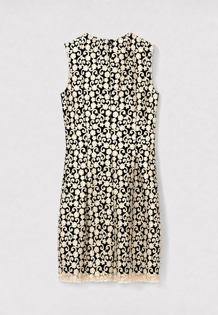 Noir Dentelle Ivoire Arabesque Dress