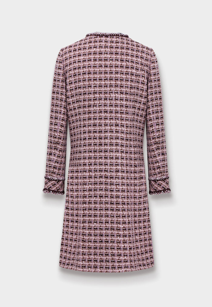 Rose Étoilé Manteau en Tweed Carreaux