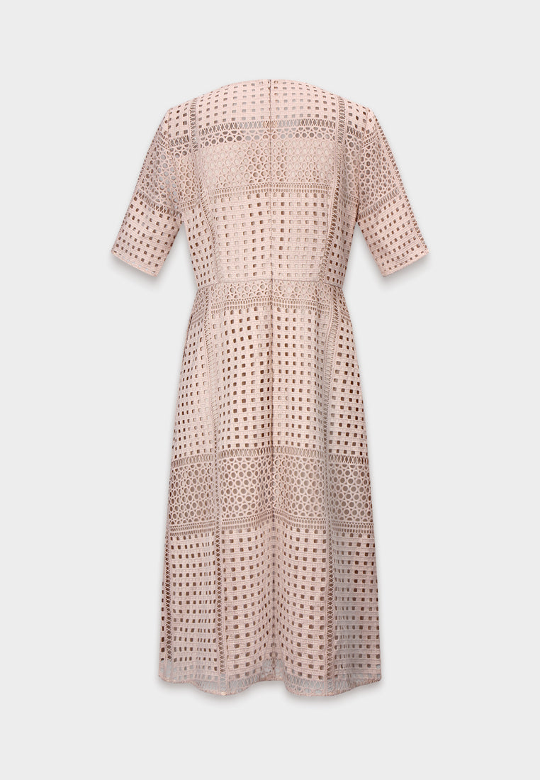 Beige Dentelle Fleuris Dress