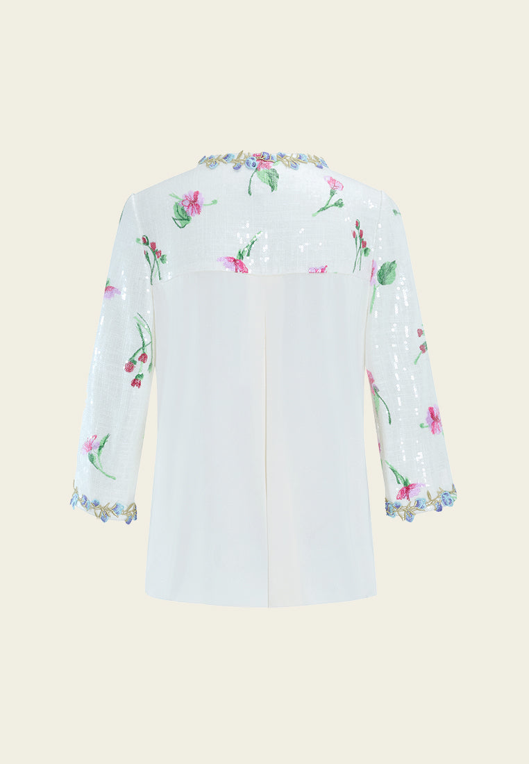 Panelled Asymmetric Embellished Appliqué Jacket
