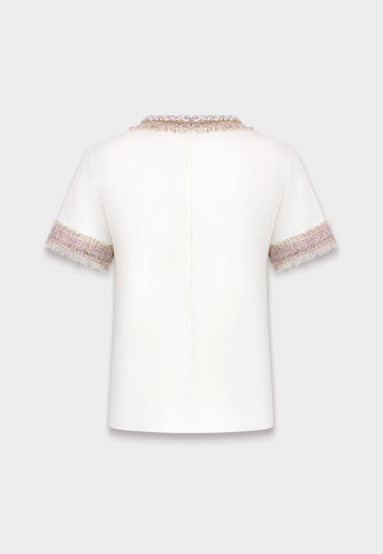 Tweed Fringe Embellished Tee