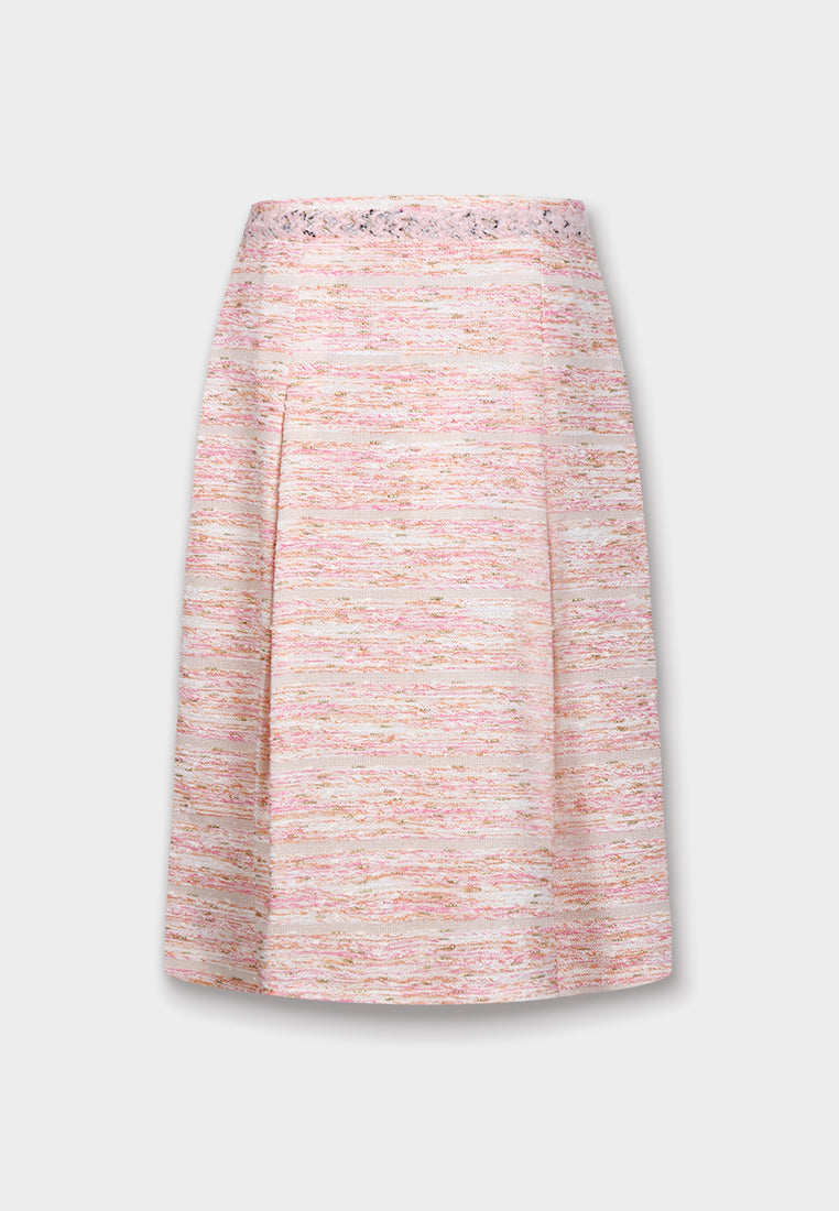 Baby Pink Weave Pleated Skirt