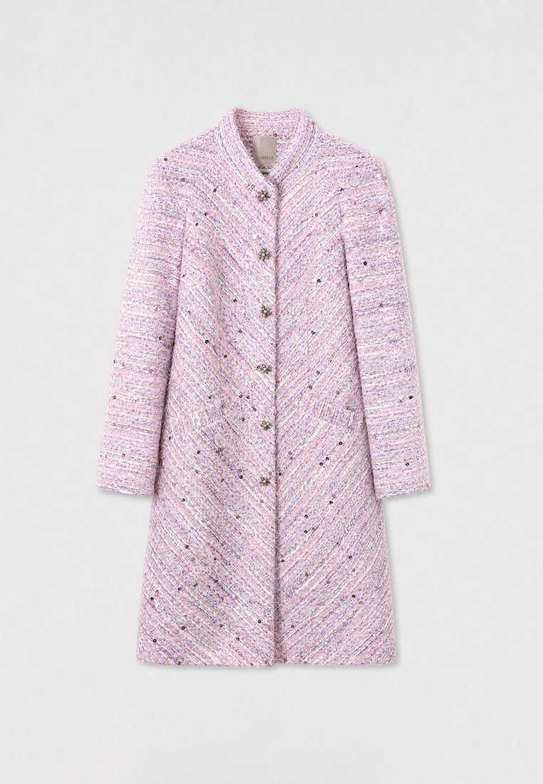 Rose Tweed Chevron Bijou Coat