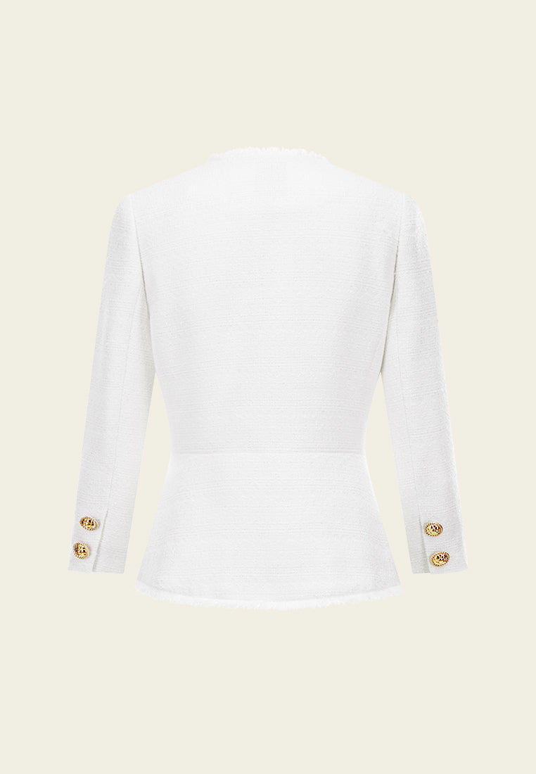 Signature White Four-pockets Tweed Jacket