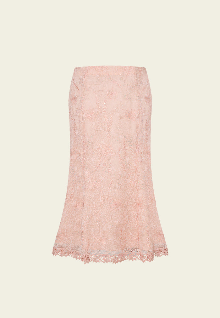 Sequin-detail Fishtail Lace Skirt